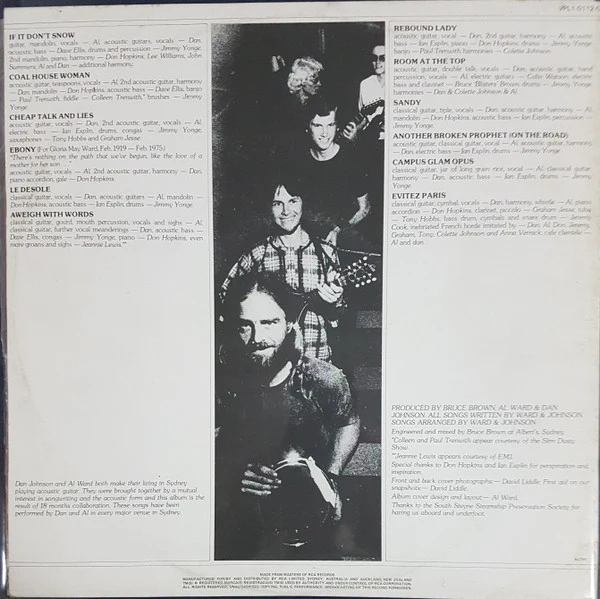 Ward & Johnson – Aweigh With Words (VG/VG+) – LP, AU 1975 - Image 2