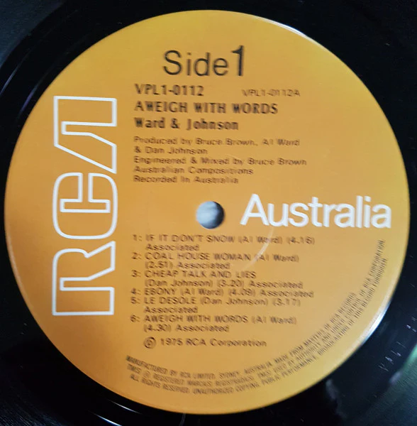 Ward & Johnson – Aweigh With Words (VG/VG+) – LP, AU 1975 - Image 9