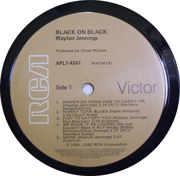Waylon Jennings – Black On Black (VG+/VG+) – LP, AU 1982 - Image 3