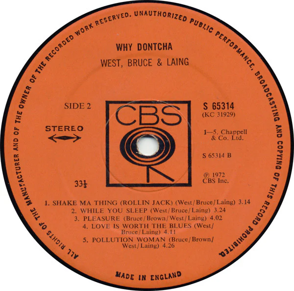 West, Bruce & Laing – Why Dontcha (VG+/VG+) – LP, UK 1972 - Image 4