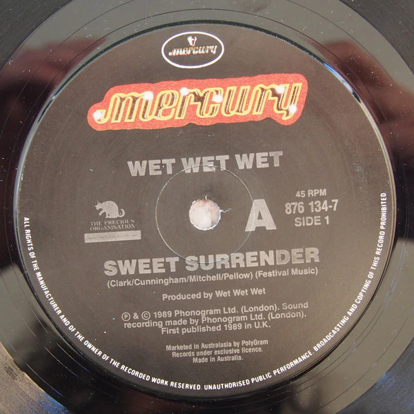 Wet Wet Wet – Sweet Surrender (VG+/VG+) – 7", Australasia 1989 - Image 3