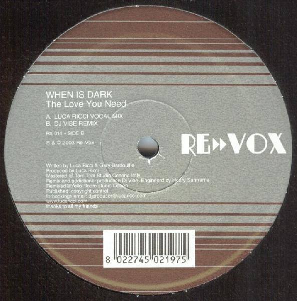 When Is Dark – The Love You Need (VG/Generic) – 12", IT 2003