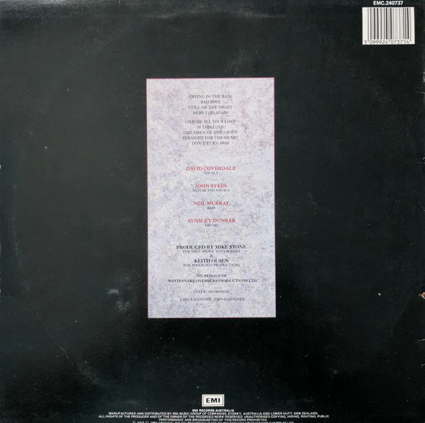 Whitesnake – Whitesnake (VG/VG+) – LP, AU 1987 - Image 2