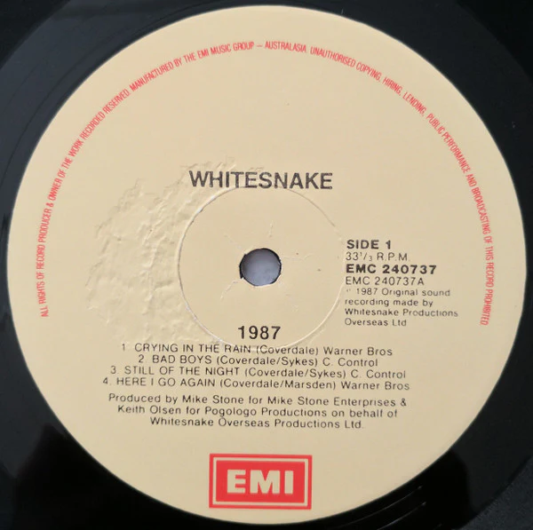 Whitesnake – Whitesnake (VG/VG+) – LP, AU 1987 - Image 3