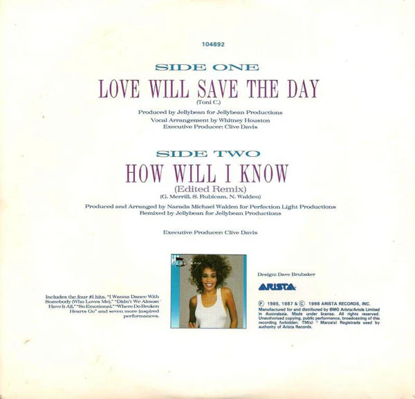 Whitney Houston – Love Will Save The Day (VG+/E) – 7", AU 1988 - Image 2
