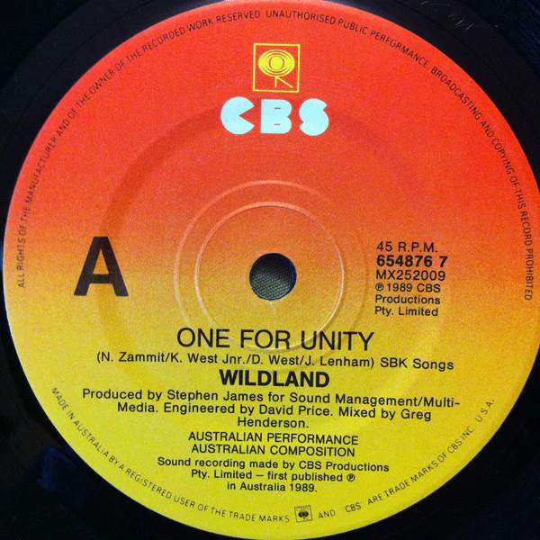 Wildland – One For Unity (VG+/VG+) – 7", AU 1989 - Image 3