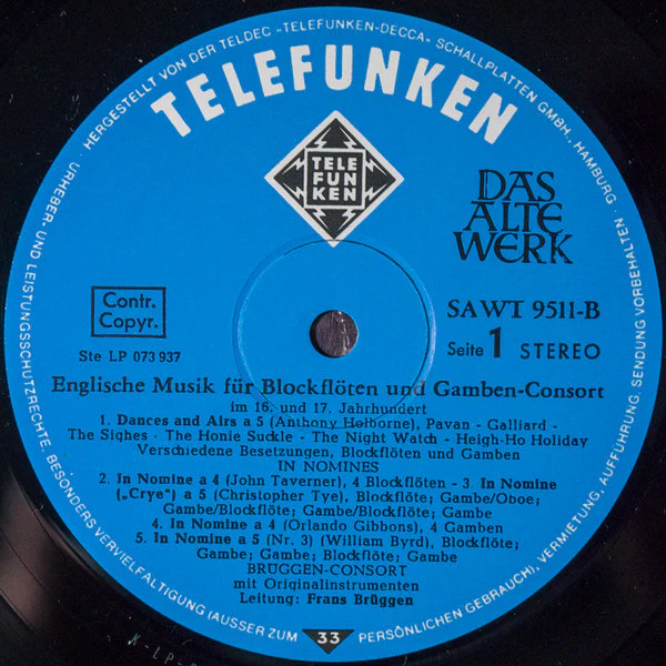 William Byrd, Thomas Morley, Anthony Holborne, Henry Purcell – Englische Musik Für Blockflöten Und Gamben-Consort (E/VG+) – LP, DE 1975 - Image 3