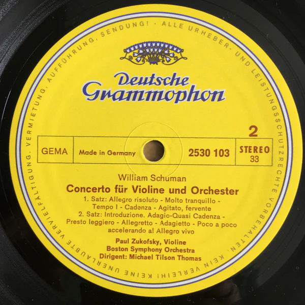 William Schuman, Walter Piston, Paul Zukofsky, Boston Symphony Orchestra, Michael Tilson Thomas – Violin Concerto / Symphony No. 2 (VG+/VG+) – LP, DE 1971 - Image 4