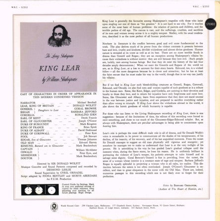 William Shakespeare – King Lear (VG+/VG+) – LP, AU 1971 - Image 2