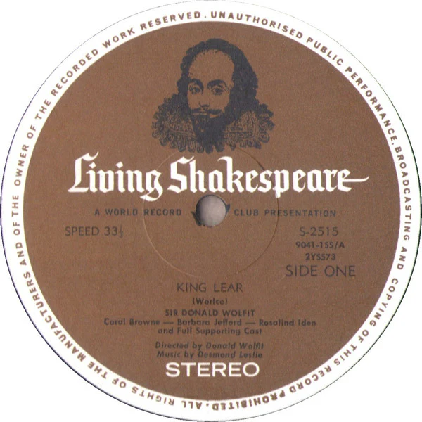 William Shakespeare – King Lear (VG+/VG+) – LP, AU 1971 - Image 3