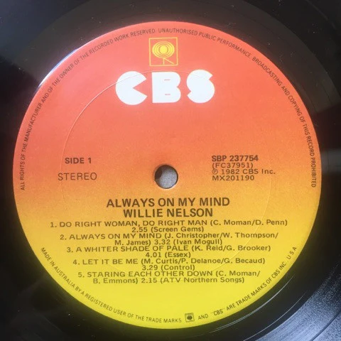 Willie Nelson – Always On My Mind (VG/VG+) – LP, AU 1982 - Image 3