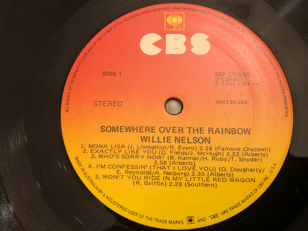 Willie Nelson – Somewhere Over The Rainbow (VG+/VG+) – LP, AU 1981 - Image 4