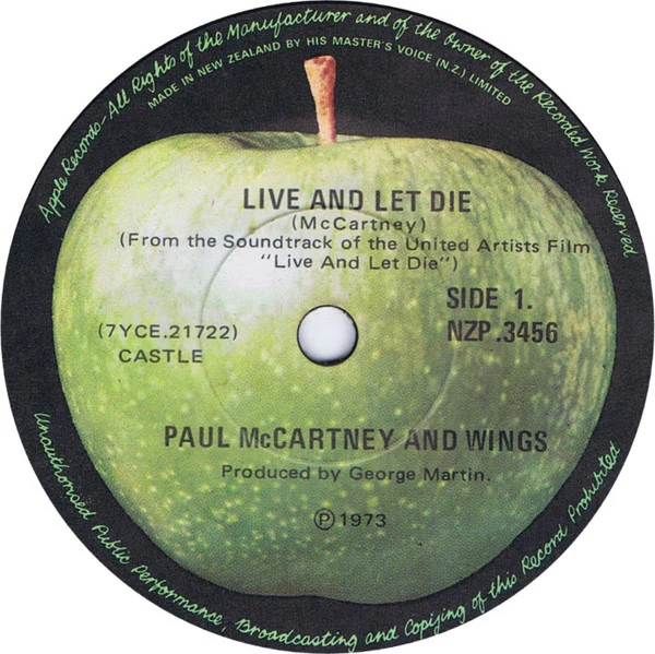 Wings – Live And Let Die (VG+/Generic) – 7", NZ 1973