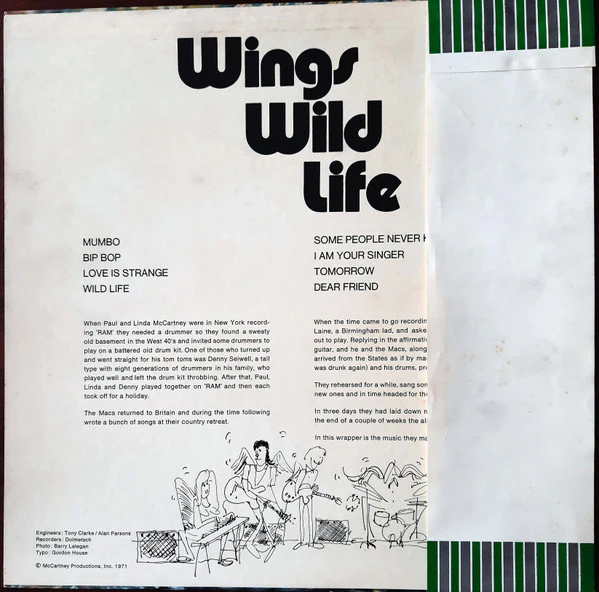 Wings – Wild Life (VG+/VG+) – LP, JP 1973, No OBI - Image 2