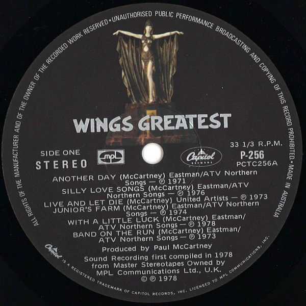 Wings – Wings Greatest (VG+/VG+) – LP, AU 1978 - Image 3