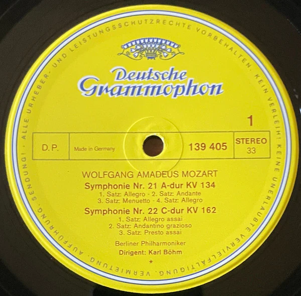 Wolfgang Amadeus Mozart, Karl Böhm, Berliner Philharmoniker – Symphonien Nr. 21 A-Dur • Nr. 22 C-Dur • Nr. 23 D-Dur • Nr. 24 B-Dur (VG+/VG+) – LP, DE - Image 3