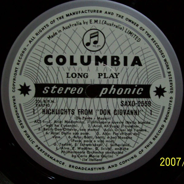 Wolfgang Amadeus Mozart, Philharmonia Orchestra, Carlo Maria Giulini, Joan Sutherland, Elisabeth Schwarzkopf, Luigi Alva, Graziella Sciutti, Eberhard Wächter – Don Giovanni Highlights (VG+/VG) – LP, AU 1964 - Image 3