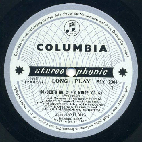 Wolfgang Amadeus Mozart, Sergei Prokofiev, Philharmonia Orchestra, Alceo Galliera, David Oistrach – Concerto No. 3 / Concerto No. 2 (VG+/VG+) – LP, UK 1962 - Image 3