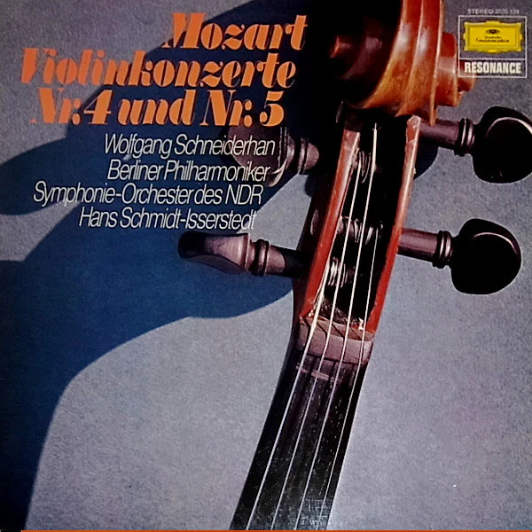 Wolfgang Amadeus Mozart, Wolfgang Schneiderhan, Berliner Philharmoniker, NDR Sinfonieorchester, Hans Schmidt-Isserstedt – Violinkonzerte Nr. 4 Und Nr. 5 (E/VG+) – LP, DE 1976