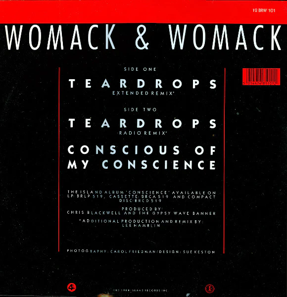 Womack & Womack – Teardrops (VG+/VG+) – 12", UK 1988 - Image 4