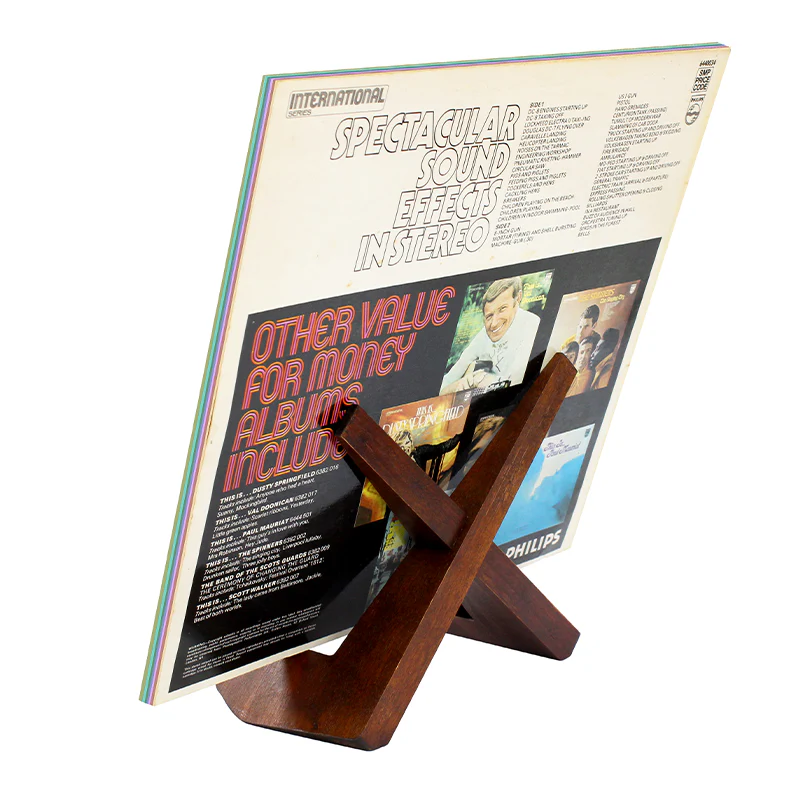 Wooden LP Display Stand – Desktop Vinyl Record Display Holder - Image 2