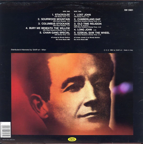 Woody Guthrie, Cisco Houston, Sonny Terry – Woody Guthrie Vol. 2 (VG+/VG+) – LP, IT 1982 - Image 2