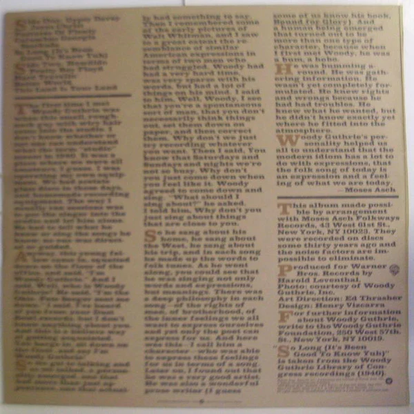 Woody Guthrie – Original Recordings Made By Woody Guthrie 1940-1946 (VG+/VG+) – LP, AU - Image 2