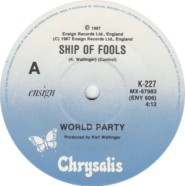 World Party – Ship Of Fools (VG+/No Cover) – 2x7", AU 1987 - Image 2