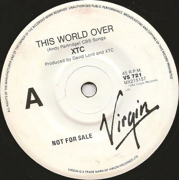 XTC – This World Over (VG+/VG+) – 7", AU 1984