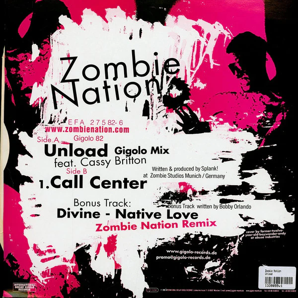 Zombie Nation – Unload (VG/Generic) – 12", DE 2002 - Image 2